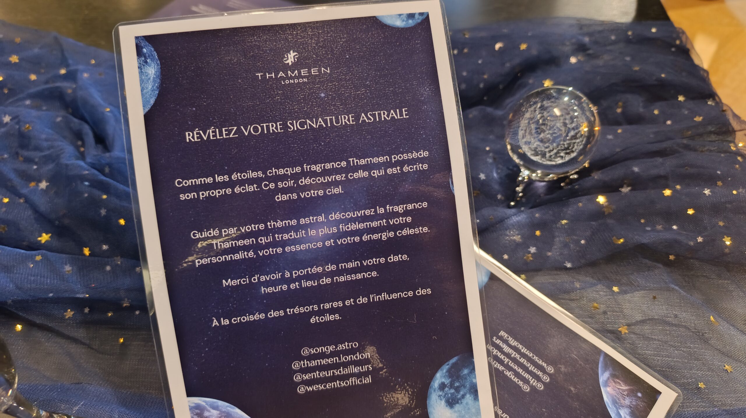 soirée astrologique inauguration parfum Thameen songe